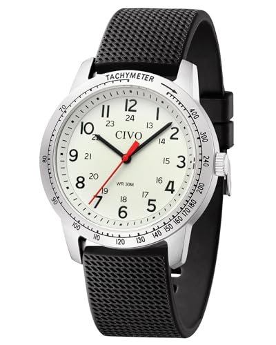CIVO Armbanduhr Herren Militär Herrenuhr: 12/24 Stunden Analog Silikon Uhren für Männer Weiß - Sport Wasserdicht Quarz Herren Uhr von CIVO