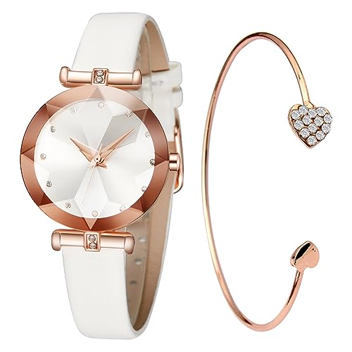 CIVO Damen Uhr Analog Quarz Wasserdicht: Minimalistisch Lederarmband Mode Kreative Weiß von CIVO