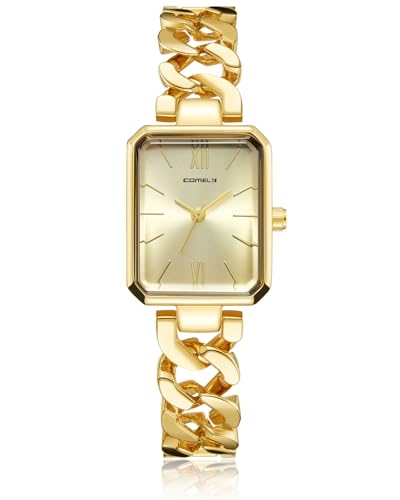 CIVO Damen Uhr Edelstahl Armbanduhr: Gold Rechteckig Damenuhr - Wasserdicht Analog Uhren für Frauen von CIVO