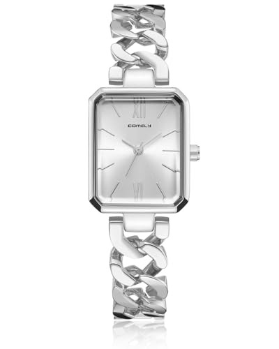CIVO Damen Uhr Edelstahl Armbanduhr: Silber Rechteckig Damenuhr - Wasserdicht Analog Uhren für Frauen von CIVO