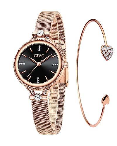 CIVO Damen Uhren Klein Analog: Quarz Elegante Klassische Damenuhr- Roségold Mode Geschenke Uhr für Frauen von CIVO
