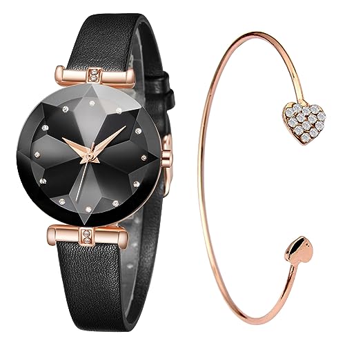 CIVO Damen Uhr Wasserdicht Analog Quarz Lederarmband Elegant Beiläufig Quarzuhr für Damen Schwarz von CIVO