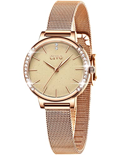 CIVO Damen Uhr Roségold Wasserdicht Sternenhimmel Elegant Einfach Uhr Damen Klassisch Business Kleid Lässig Analog Geschenke von CIVO