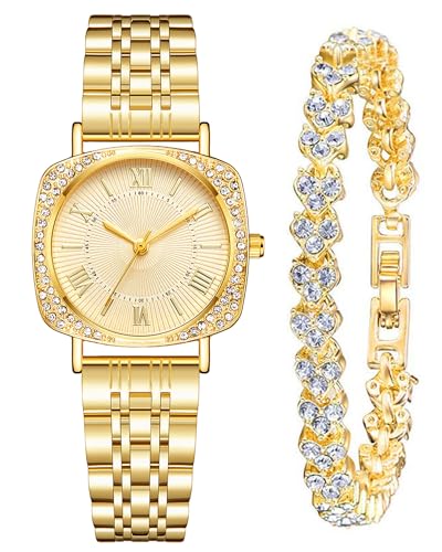CIVO Damen Uhren Gold Armbanduhr: Analog Elegante Minimalistische Edelstahl Geschenkset von CIVO
