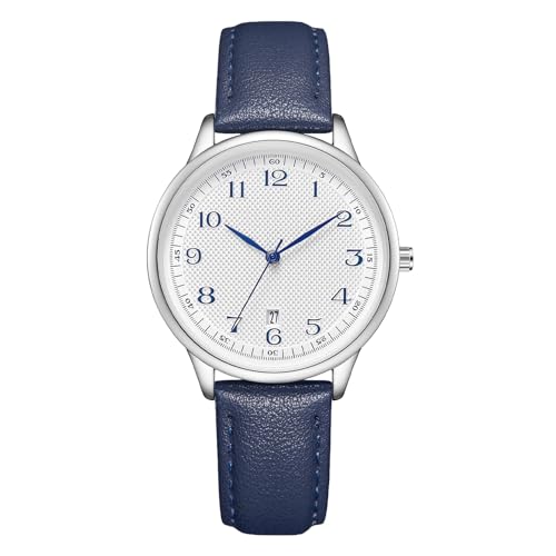 CIVO Damen Uhren Lederarmband Damenuhr: Blau Wasserdicht Analog Datum Armbanduhr Damen Elegant Business Quarz Uhr von CIVO