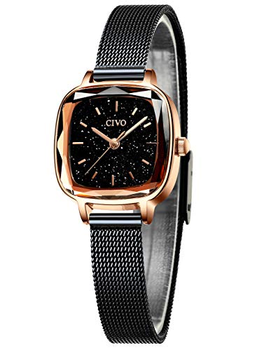 CIVO Damen Uhr Analoge Quarz Designer Wasserdicht Elegant Einfach Lässige Geschenk für Damen Schwarz von CIVO