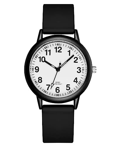 CIVO Damen Uhren Schwarz Minimalistisch Analog Quarz Gummi Damenuhr Wasserdicht Mode Kleid Elegant Frauen Student Teenager von CIVO