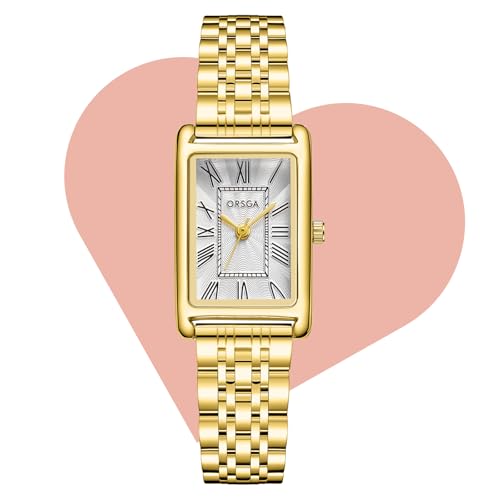 CIVO Damenuhr Gold Edelstahl Armbanduhr: Rechteckige Uhren Damen Analog Quarz - Klein Frauen Uhr Vintage Klassische von CIVO
