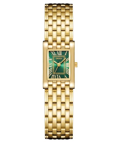 CIVO Damenuhr Gold Vintage Armbanduhr: Klein Uhren Damen Edelstahl - Eckig Frauen Uhr Römische Nummer Designer Grün Zifferblatt von CIVO