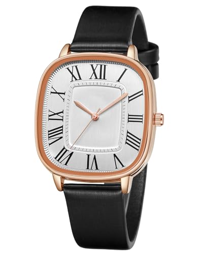 CIVO Damenuhr Leder Elegante Schwarz Armbanduhr Damen Wasserdicht Analog Quarz Minimalistische Geschenke Uhren fur Damen Frauen Klassisch Lässig von CIVO