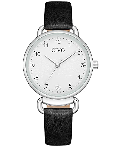 CIVO Damenuhr Lederarmband Armbanduhr Damen: Analog Uhren Damen Schwarz - Geschenke für Frauen von CIVO
