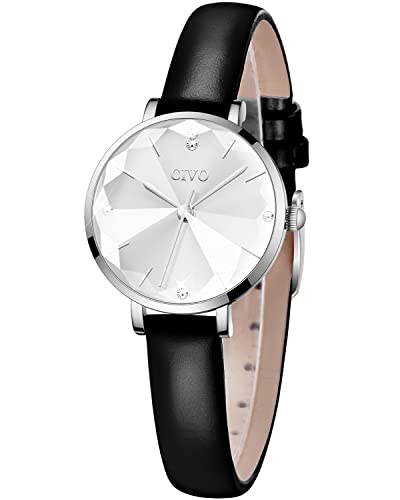 CIVO Damenuhr Lederarmband Schwarz Elegante - Armbanduhr Frauen Analog Quarz Uhr Damen Minimalistisch Wasserdicht Damenarmbanduhr Mode Kleid, Geschenke für Frauen von CIVO