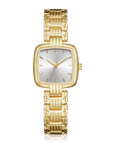 CIVO Damenuhr Quadratisch Edelstahl-Gold Armbanduhr-Damen - Einfache Wasserdicht Eckig Analog Quarz Uhr Silber, Elegant Geschenke für Frauen von CIVO