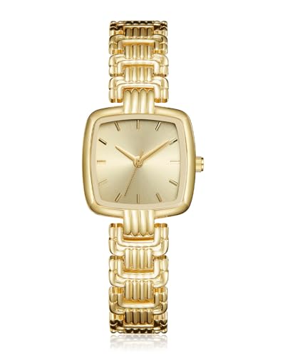 CIVO Damenuhr Quadratisch Gold Edelstahl Armbanduhr Damen Einfache Wasserdicht Analog Eckig Quarzuhr, Elegant Geschenke für Frauen von CIVO