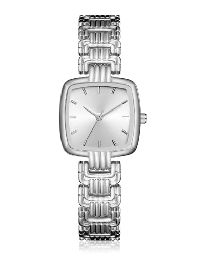 CIVO Damenuhr Quadratisch Silber Edelstahl Armbanduhr Damen Einfache Wasserdicht Analog Eckig Quarzuhr, Elegant Geschenke für Frauen von CIVO