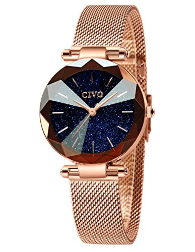 CIVO Damenuhr Rosegold Armbanduhr mit Edelstahlarmband Wasserdicht Designer Frauen Geschenk von CIVO