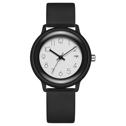 CIVO Damenuhr Schwarz Armbanduhr Damen: Analog Quarz Kalender - Wasserdicht Silikon Uhr für Frauen 38mm von CIVO