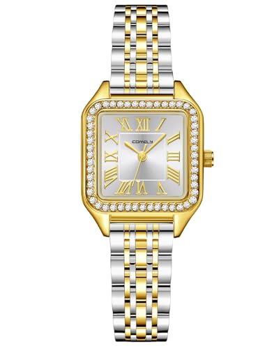 CIVO Gold Armbanduhr Damen Eckig: Kleines Gehäuse Uhren Damen Edelstahl - Vintage Damenuhr Rechteckig Wasserdicht Analog von CIVO