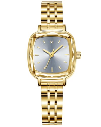 CIVO Gold Armbanduhr Damen Edelstahl: Analog Klassisches Rechteckig Damenuhr - Klein Luxus Mode Uhren für Frauen von CIVO