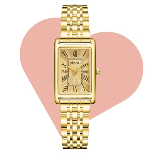 CIVO Gold Damenuhr Edelstahl Armbanduhr: Rechteckige Uhren Damen Analog Quarz - Klein Frauen Uhr Vintage Klassische von CIVO