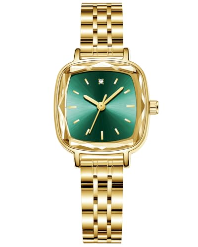CIVO Gold Damenuhr Kleine Rechteckig: Analog Klassisches Armbanduhr Damen - Edelstahl Band Luxus Mode Uhren für Frauen von CIVO