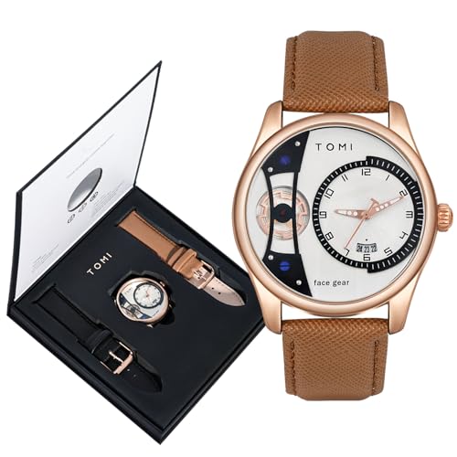 CIVO Herren Armbanduhr Analog Uhren Männer: Wasserdicht Roségold Lederarmband Datum Quarz Herrenuhr von CIVO