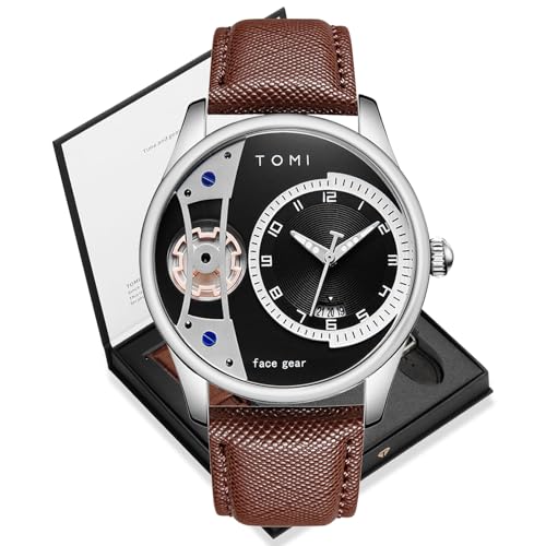 CIVO Herren Armbanduhr Analog Uhren Männer: Wasserdicht Silber Lederarmband Datum Quarz Herrenuhr von CIVO