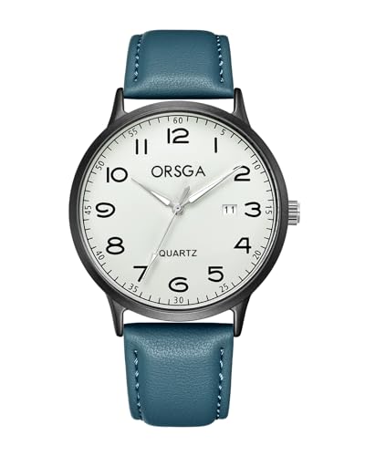 CIVO Herren Uhr Analog Armbanduhr: Groß Zahlen Quarzuhren - Blau Wasserdicht Herren Uhren mit Lederarmband von CIVO