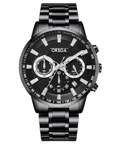 CIVO Herren Uhr Chronograph Armbanduhr: Edelstahl Schwarz Analog Herrenuhr - Wasserdicht Quarz Datum Uhren für Männer - Elegante Geschenk von CIVO