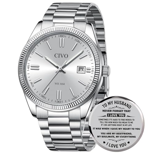 CIVO Herren Uhr Edelstahl Armbanduhr: Einfach Analog Wasserdicht Uhren für Männer - Modische Geschenke für Ehemann von CIVO