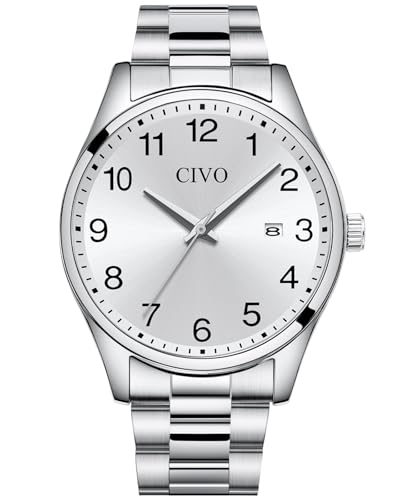CIVO Herren Uhren Analog Edelstahl: Minimalismus Leicht Lesbare Armbanduhr mit Datum von CIVO