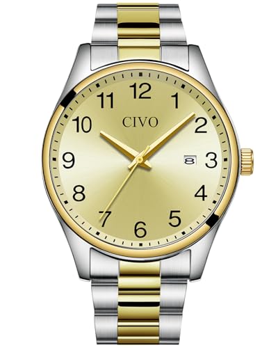 CIVO Herren Uhren Gold Edelstahl: Leicht Lesbare Armbanduhr mit Datum - Analog Quarz Herrenuhren CIVO Herren Uhren Gold Edelstahl: Leicht Lesbare Armbanduhr mit Datum - Analog Quarz Herrenuhren von CIVO