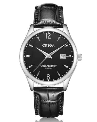 CIVO Herren Uhren Leder Schwarz Sportlich Armbanduhr Herren Wasserdicht Analog Lässig Uhren fur Männer Klassisch Datum Leuchtend Geschenke für Männer von CIVO