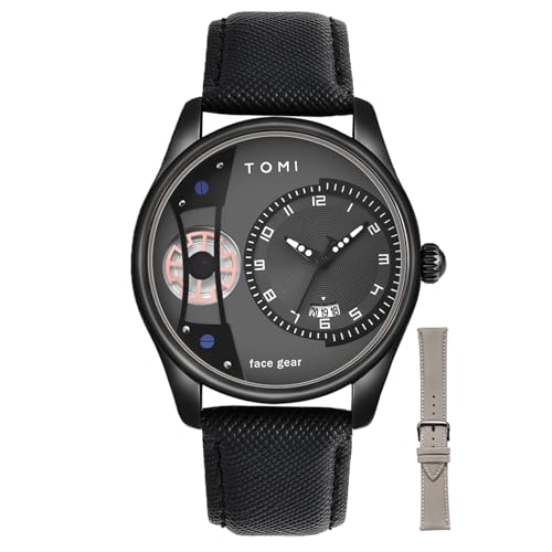 CIVO Herren Uhren Lederarmband Armbanduhr: Wasserdicht Quarz Herrenuhr Schwarz - Analog Datum Uhr für Männer mit 2 Armband von CIVO