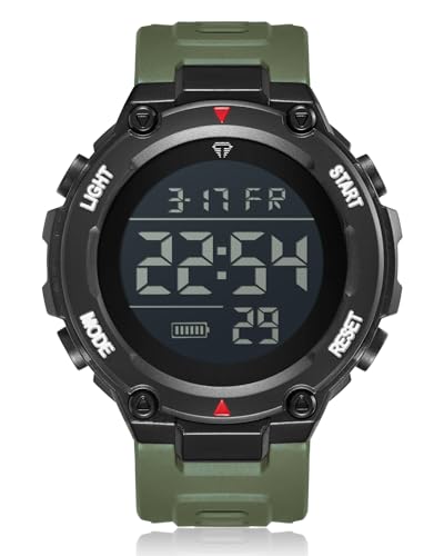 CIVO Herrenuhr Digital Militär Armbanduhr: LED Groß Ziffernblatt Army Grün Uhren fur Herren - Wasserdicht Digitaluhr mit Stoppuhr Wecker von CIVO