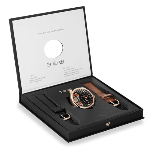 CIVO Herrenuhr Lederarmband-Rosegold Analog-Datum Armbanduhr-Herren - Imitation Mechanische Quarz Uhr für Männer Klassisch Wasserdicht Uhren Herren mit Ersatzgurte von CIVO