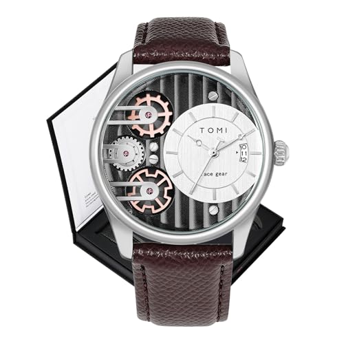 CIVO Herrenuhr Lederarmband-Silber Analog-Datum Armbanduhr-Herren - Imitation Mechanische Quarz Uhr für Männer Klassisch Wasserdicht Uhren Herren mit Ersatzgurte von CIVO