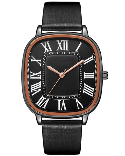 CIVO Herrenuhren Schwarz Leder Analog Quarz Armbanduhr Herren Wasserdicht Minimalistisch Design Herren Uhren Geschenke für Herrenuhr von CIVO