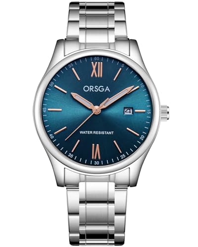 CIVO Herrenuhren Silber Edelstahl Analog Minimalistisch Uhren Herren Klassische wasserdichte Datum Leuchtend Herrenuhr Runden Einfach Business Blau Zifferblatt Quarz Armbanduhr, Geschenke für Männer von CIVO