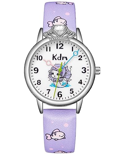 CIVO Kinder Uhr Armbanduhr Mädchen, Kinderuhr Mädchen Jungen Lernuhr Quarz Analog Leder Wasserdicht Mädchen Uhr Zeit Lehrer von CIVO