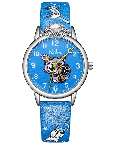 CIVO Kinder Uhr Armbanduhr Mädchen Jungen Lernuhr Quarz Analog Leder Blau Wasserdicht Mädchen Uhr Zeit Lehrer von CIVO