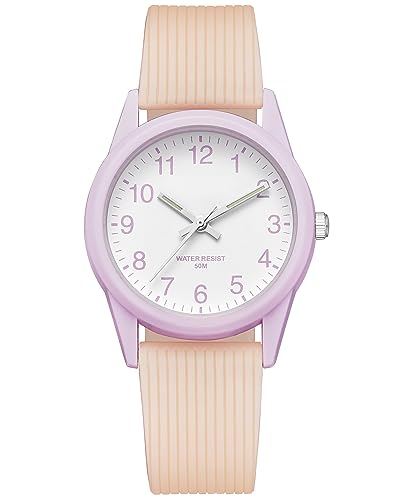 CIVO Kinderuhr Analog Armbanduhr Kinder Mädchen Junge Wasserdicht Leuchtend Orange Silikon Armband Uhr Kinder Leicht zu Lesen 5ATM Quarz Kinderuhren, Mädchen Geschenke 4-12 Jahre von CIVO