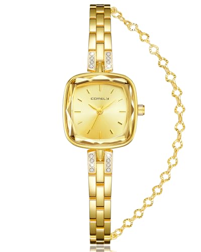 CIVO Klein Armbanduhr Quadrat Damen: Analog Quarz Minimalistische - Gold Edelstahl Damenuhr Business Abendmode Frauen von CIVO
