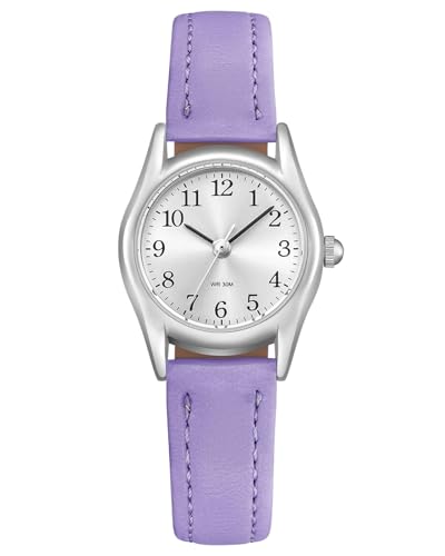 CIVO Leder Damenuhr Analog Armbanduhr: Klein Gehäuse Uhr für Frauen - Wasserdicht Damen Uhr Quarz Elegante Lila von CIVO