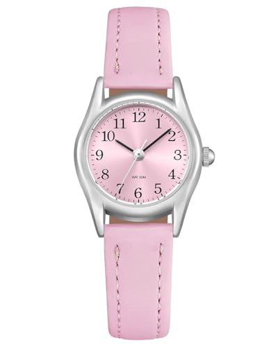 CIVO Leder Damenuhr Analog Armbanduhr: Klein Gehäuse Uhr für Frauen - Wasserdicht Damen Uhr Quarz Elegante Rosa von CIVO