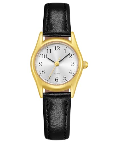 CIVO Leder Damenuhr Analog Armbanduhr: Klein Gehäuse Uhr für Frauen - Wasserdicht Damen Uhr Quarz Elegante Schwarz von CIVO