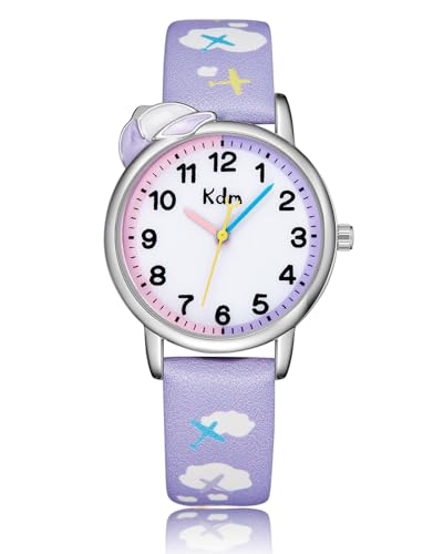 CIVO Lernuhr Kinder Jungen Uhr: 3ATM Wasserdicht Kinderuhr Jungen - Analog Armbanduhr Kinder Jungen Lila Himmel von CIVO