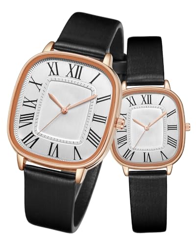 CIVO Paaruhr Elegante Leder Armbanduhr Herren Damen Quarz Analog Wasserdicht Minimalistische Pärchen Geschenk für Herren Damen von CIVO