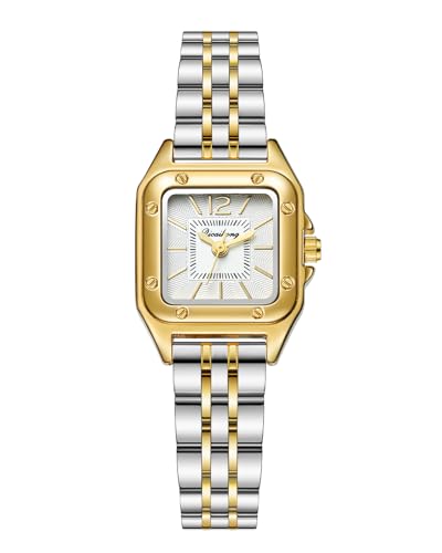 CIVO Uhr Damen Gold Silber: Moderne Edelstahl Quadratuhr Wasserdicht Klein Armbanduhr Damen - Analog Quartz Damenuhr Geschenkideen für Frauen von CIVO