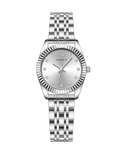 CIVO Uhr Damen Klein Analog: Silber Edelstahl Wasserdicht Armbanduhr - Stilvoll Rund Quartz mit Diamant Damen Uhren von CIVO